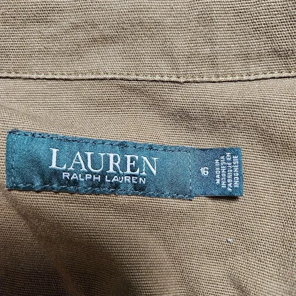 Lauren Ralph Lauren Womens 16 Vondra Cropped Utility Jacket Olive Twill Safari - Picture 3 of 9